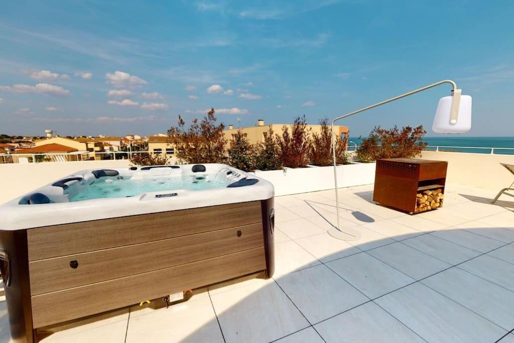 Spendide Confort, Archipel T4 En Bord De Plage, Avec Grande Terrasse Amenagee,spa Et Parking Prive Valras-Plage